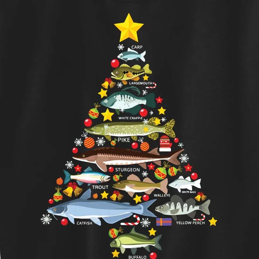 Freshwater Fish Species Christmas Tree Fishing Xmas Kids Sweatshirt