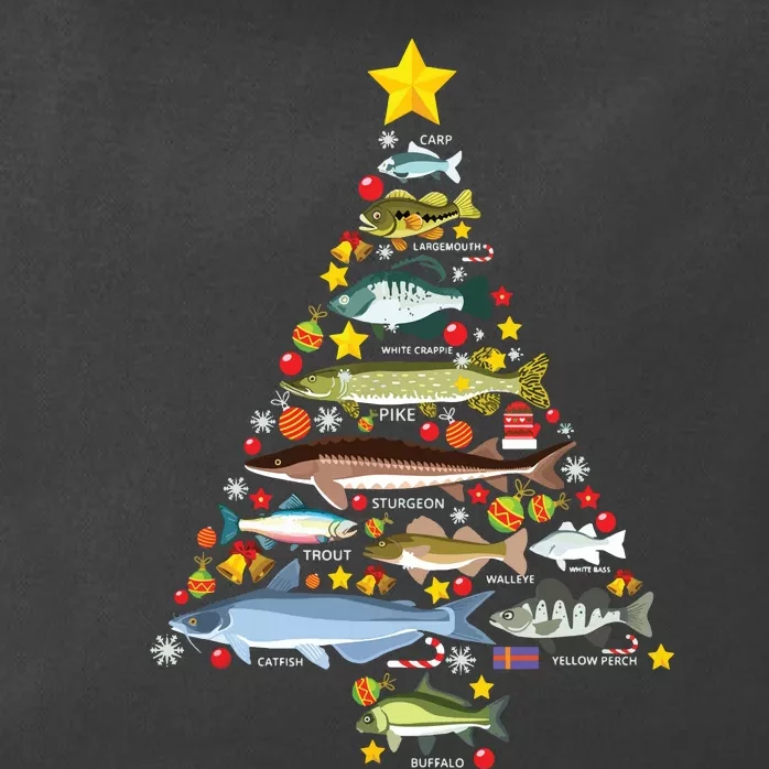 Freshwater Fish Species Christmas Tree Fishing Xmas Zip Tote Bag