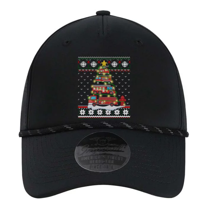 Firefighter Fire Truck Christmas Tree Xmas Gift Ugly Sweater Gift Performance The Dyno Cap