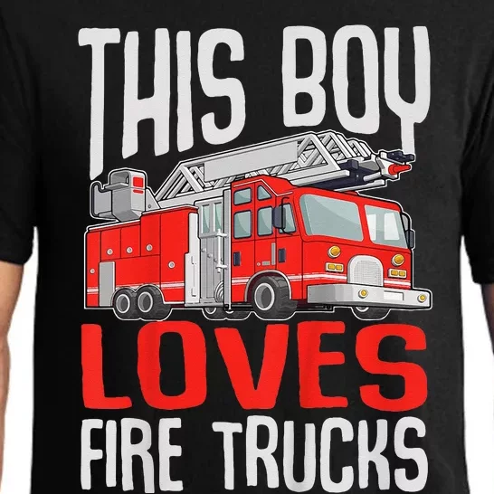 Firefighter Funny This Boy Loves Fire Trucks Pajama Set