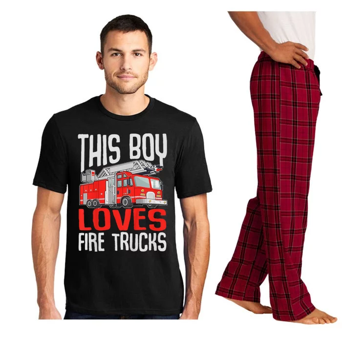 Firefighter Funny This Boy Loves Fire Trucks Pajama Set