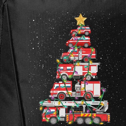 Funny Firefighter Tree Fire Truck Christmas Merry Xmas Gift City Backpack