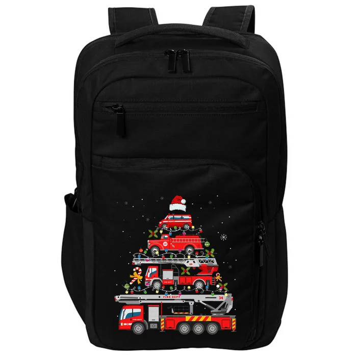 Firefighter Fire Truck Christmas Tree Lights Santa Fireman Impact Tech Backpack