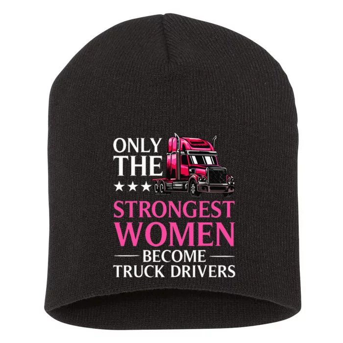 Funny Female Truck Driver Design For Wo Trucking Short Acrylic Beanie