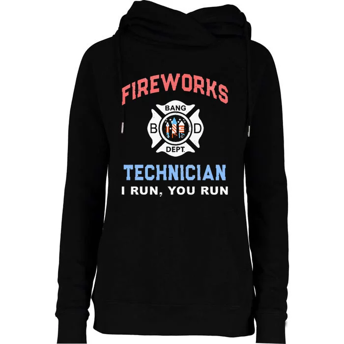 Funny FIREWORKS TECHNICIAN America Firefighter Pyro Expert Womens Funnel Neck Pullover Hood