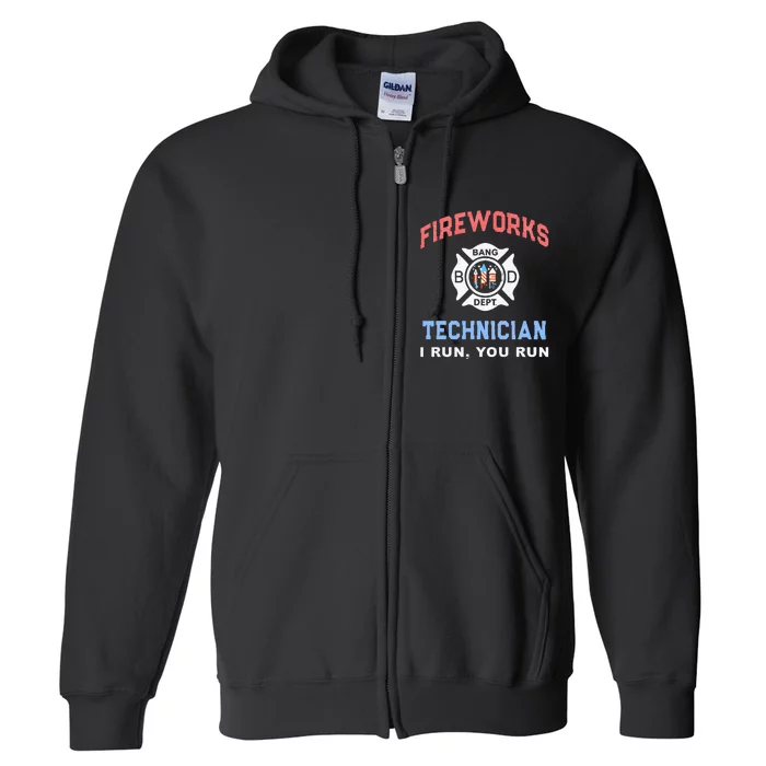 Funny FIREWORKS TECHNICIAN America Firefighter Pyro Expert Full Zip Hoodie