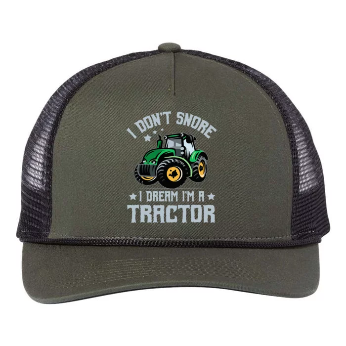 Farming Farmer Tee I Don't Snore I Dream I'm A Tractor Retro Rope Trucker Hat Cap