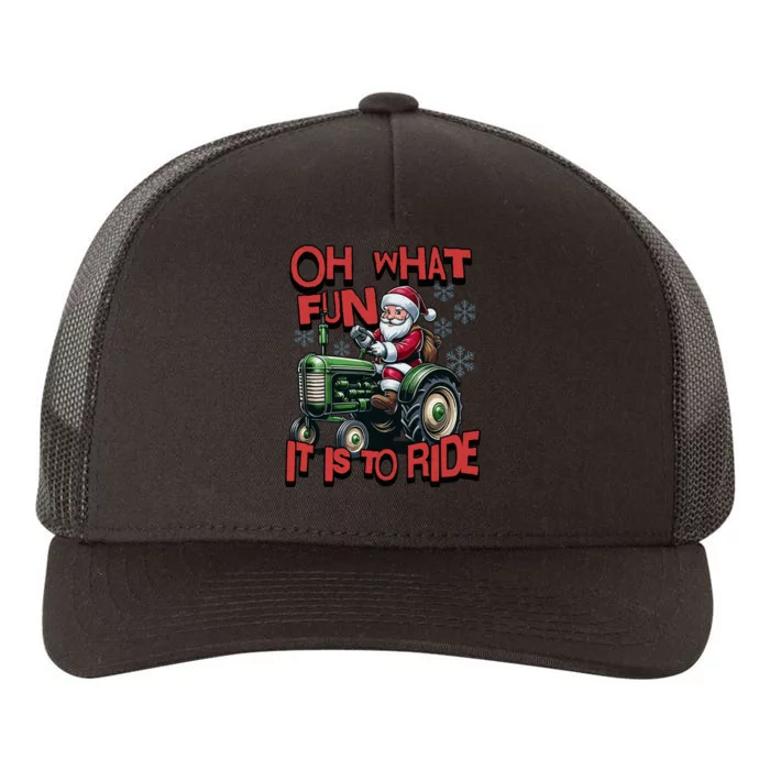 Farm Fun To Ride Santa Tractor Christmas Yupoong Adult 5-Panel Trucker Hat