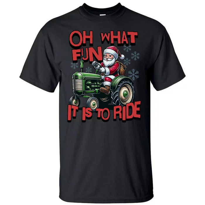 Farm Fun To Ride Santa Tractor Christmas Tall T-Shirt