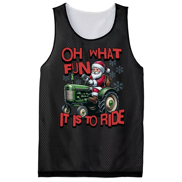 Farm Fun To Ride Santa Tractor Christmas Mesh Reversible Basketball Jersey Tank