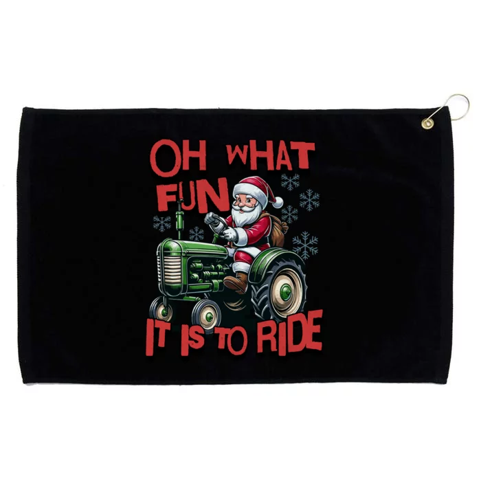 Farm Fun To Ride Santa Tractor Christmas Grommeted Golf Towel