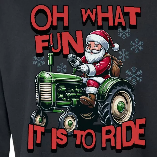 Farm Fun To Ride Santa Tractor Christmas Cropped Pullover Crew