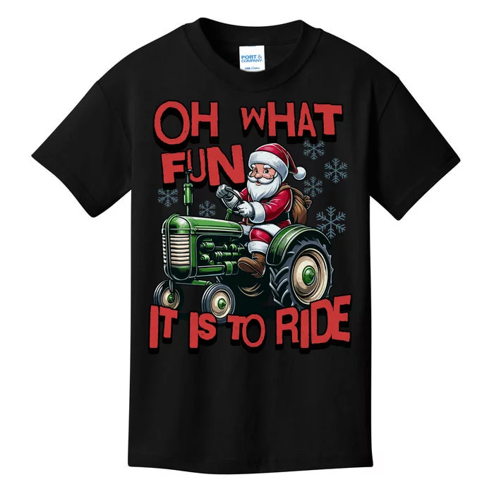 Farm Fun To Ride Santa Tractor Christmas Kids T-Shirt