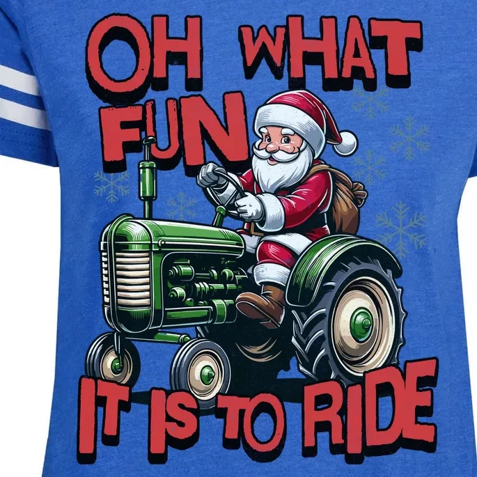 Farm Fun To Ride Santa Tractor Christmas Enza Ladies Jersey Football T-Shirt