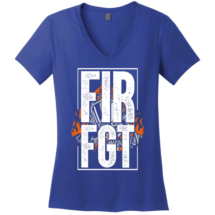 Firefighter Fire Truck Fire Departt Rescue Fire Gift Women's V-Neck T-Shirt