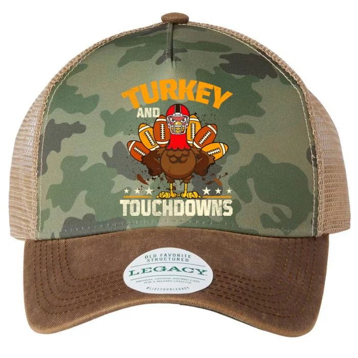 Funny Football Turkey And Touchdowns Thanksgivings Legacy Tie Dye Trucker Hat