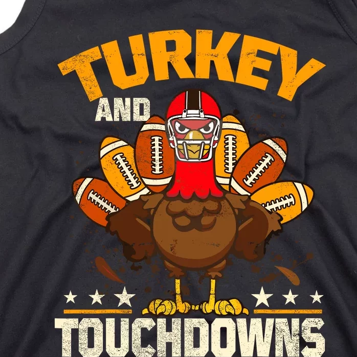 Funny Football Turkey And Touchdowns Thanksgivings Tank Top