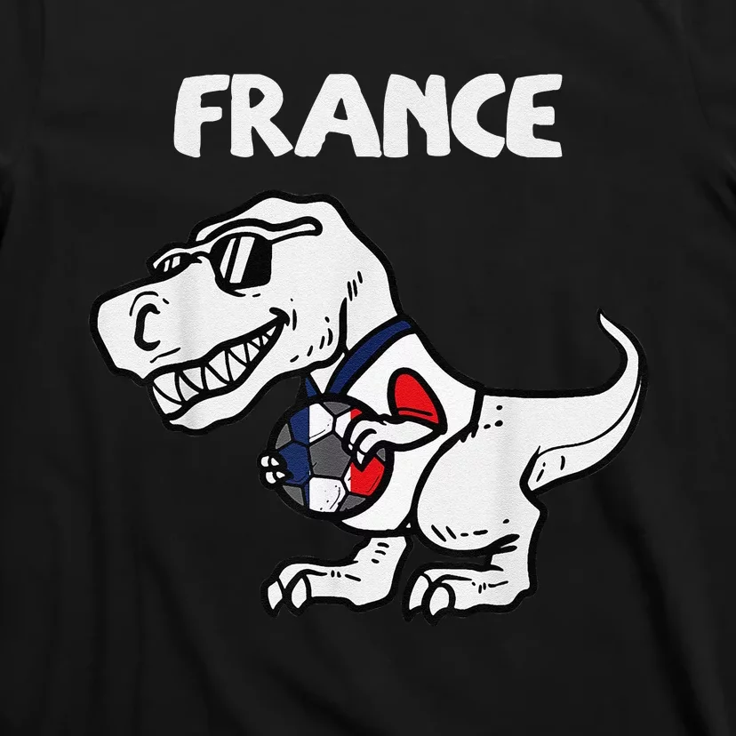 Funny France Trex Dino French Flag Soccer Fan T-Shirt