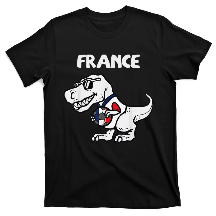 Funny France Trex Dino French Flag Soccer Fan T-Shirt