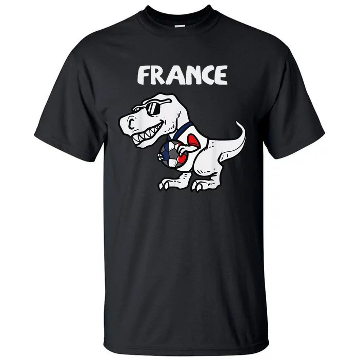 Funny France Trex Dino French Flag Soccer Fan Tall T-Shirt