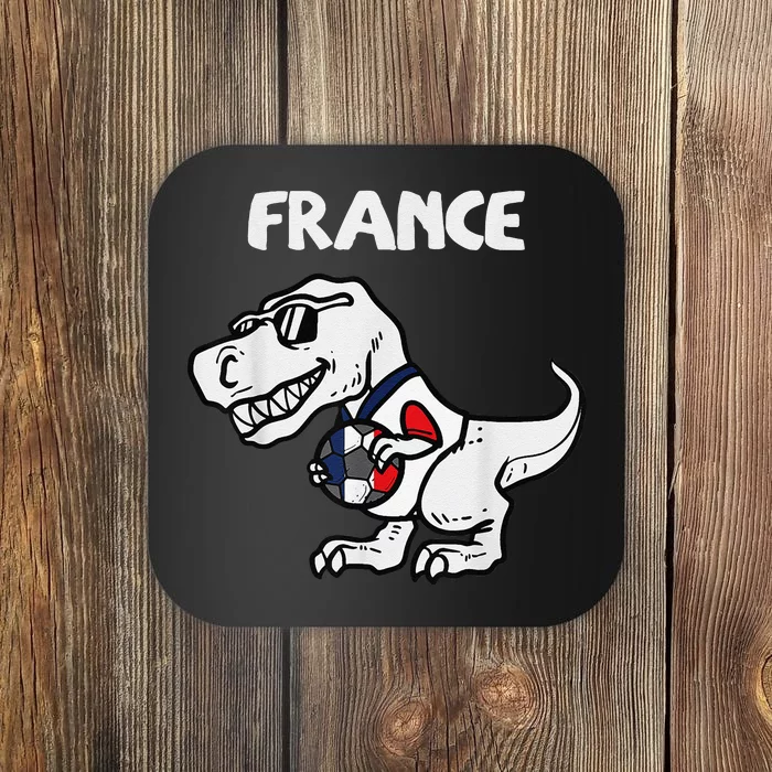 Funny France Trex Dino French Flag Soccer Fan Coaster