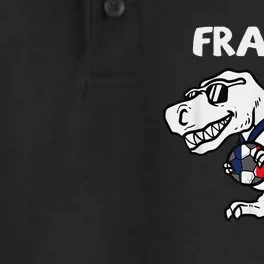 Funny France Trex Dino French Flag Soccer Fan Dry Zone Grid Performance Polo