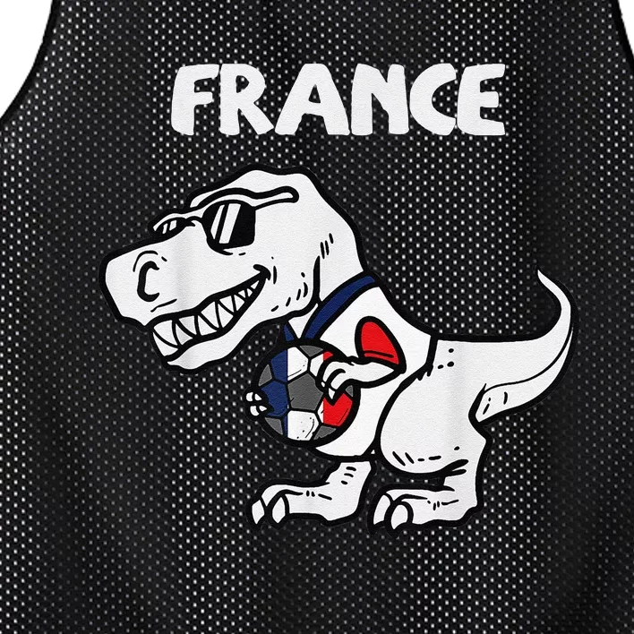 Funny France Trex Dino French Flag Soccer Fan Mesh Reversible Basketball Jersey Tank