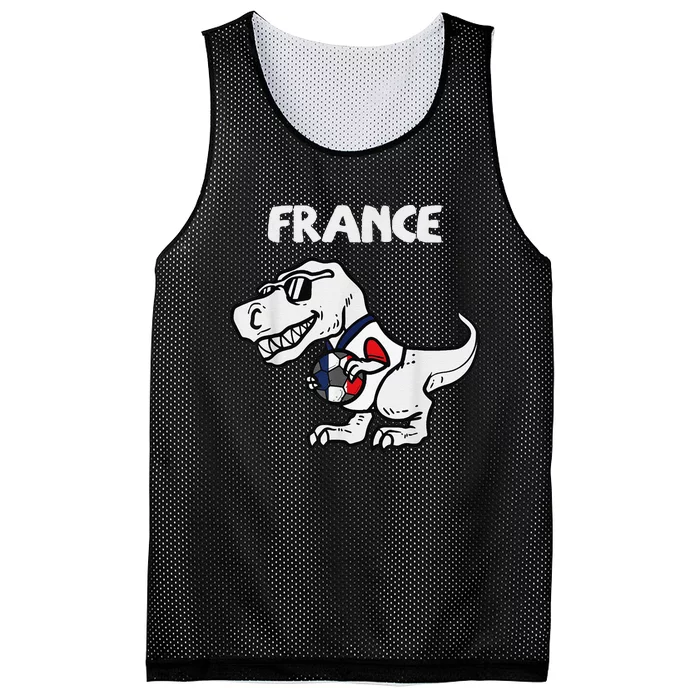 Funny France Trex Dino French Flag Soccer Fan Mesh Reversible Basketball Jersey Tank