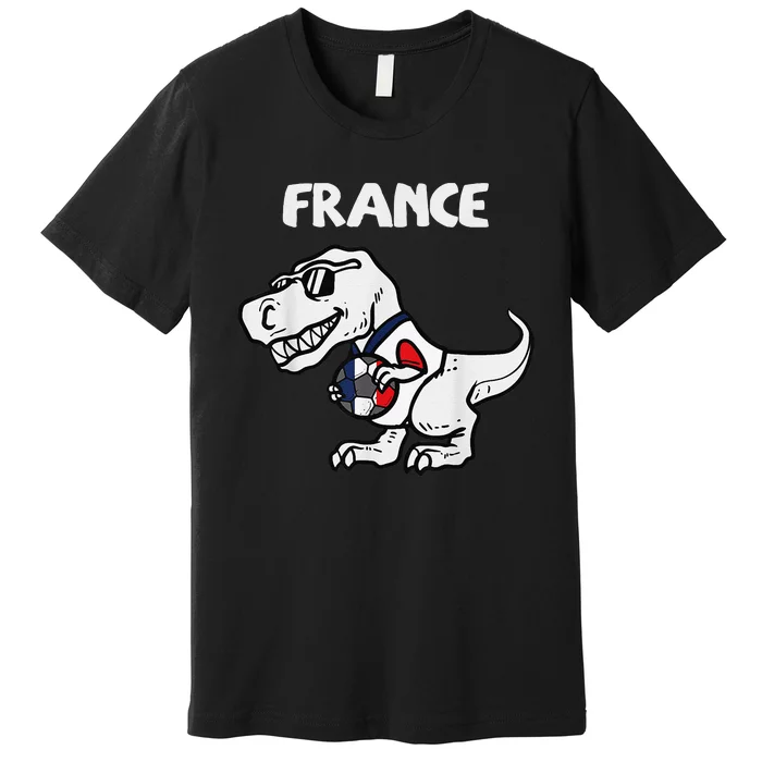 Funny France Trex Dino French Flag Soccer Fan Premium T-Shirt