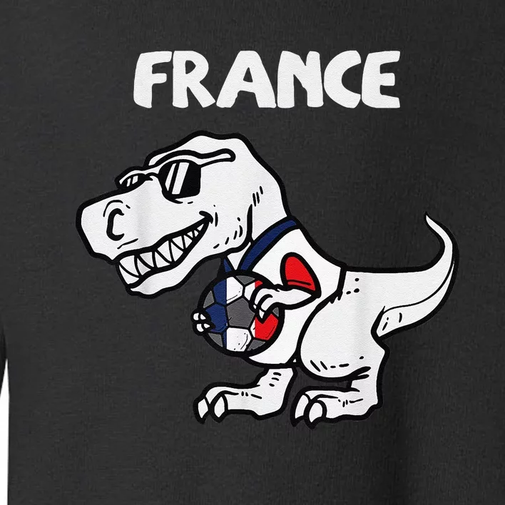 Funny France Trex Dino French Flag Soccer Fan Toddler Sweatshirt