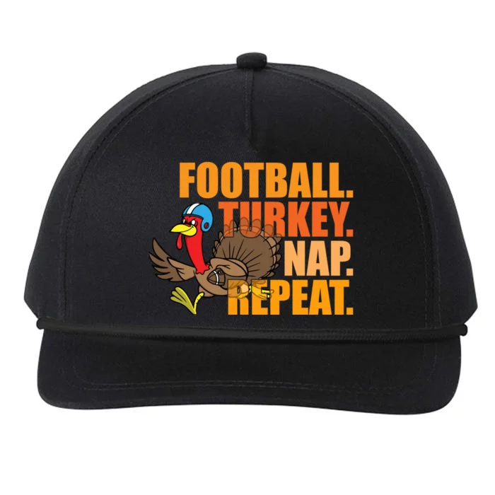 Funny Football Turkey Nap Repeat Thanksgiving Snapback Five-Panel Rope Hat