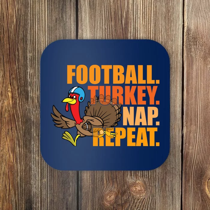 Funny Football Turkey Nap Repeat Thanksgiving Coaster