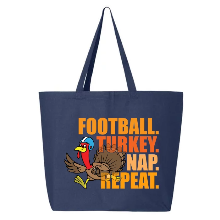 Funny Football Turkey Nap Repeat Thanksgiving 25L Jumbo Tote