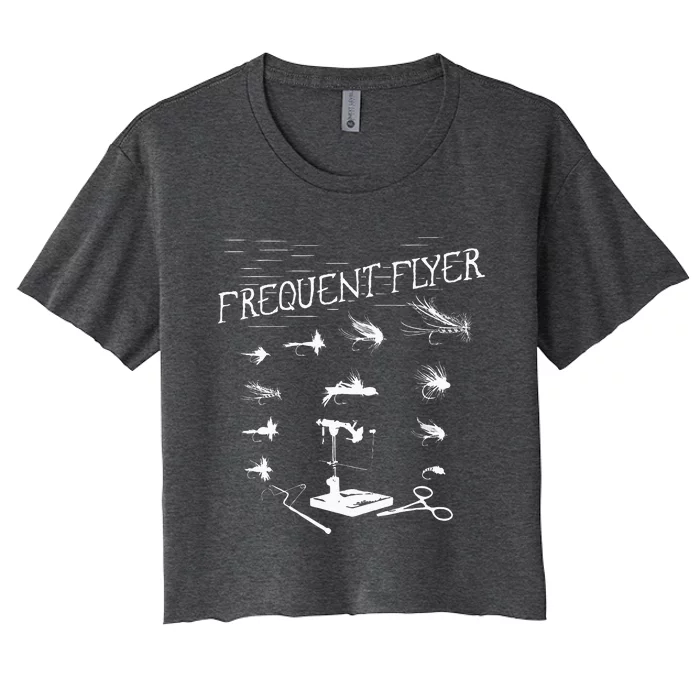 Fly Fishing Tying Funny Fisherman Christmas Fathers Day Gift Women's Crop Top Tee