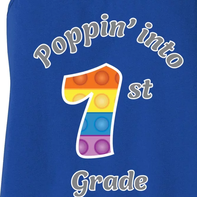 Funny Fidget Toy Poppin Into 1st Grade Poppin Funny Gift Women's Racerback Tank