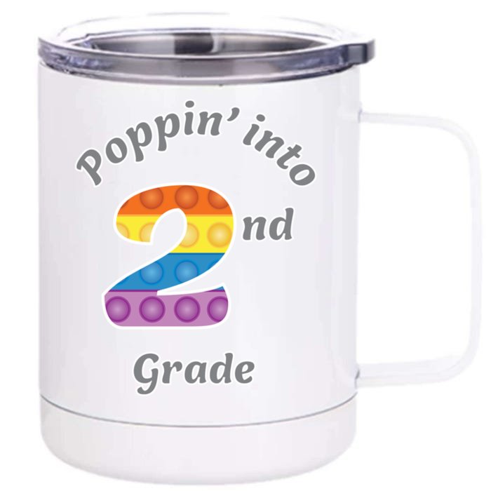 Funny Fidget Toy Poppin Into 2nd Grade Poppin Great Gift Front & Back 12oz Stainless Steel Tumbler Cup