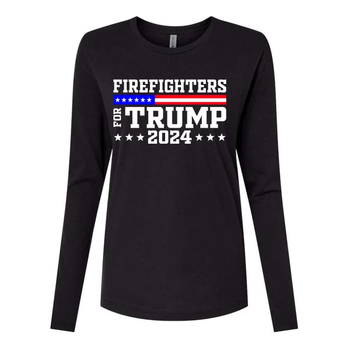 Firefighters For Trump 2024 President Republican Firefighter Womens Cotton Relaxed Long Sleeve T-Shirt