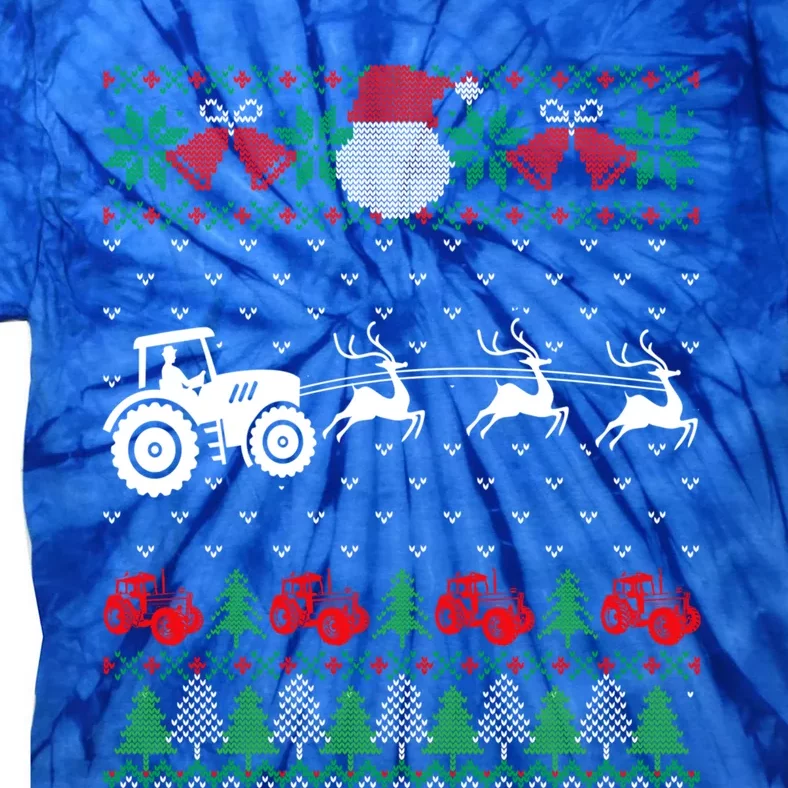 Farming Farmer Tractor Ugly Christmas Family Funny Gift Tie-Dye T-Shirt