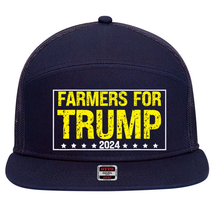 Farmers For Trump 2024 7 Panel Mesh Trucker Snapback Hat