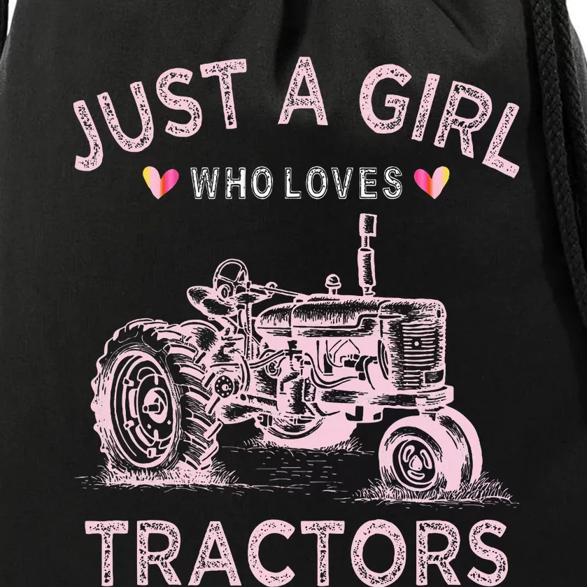 Funny Farmer Tractor Lover Just A Girl Who Loves Tractors Drawstring Bag