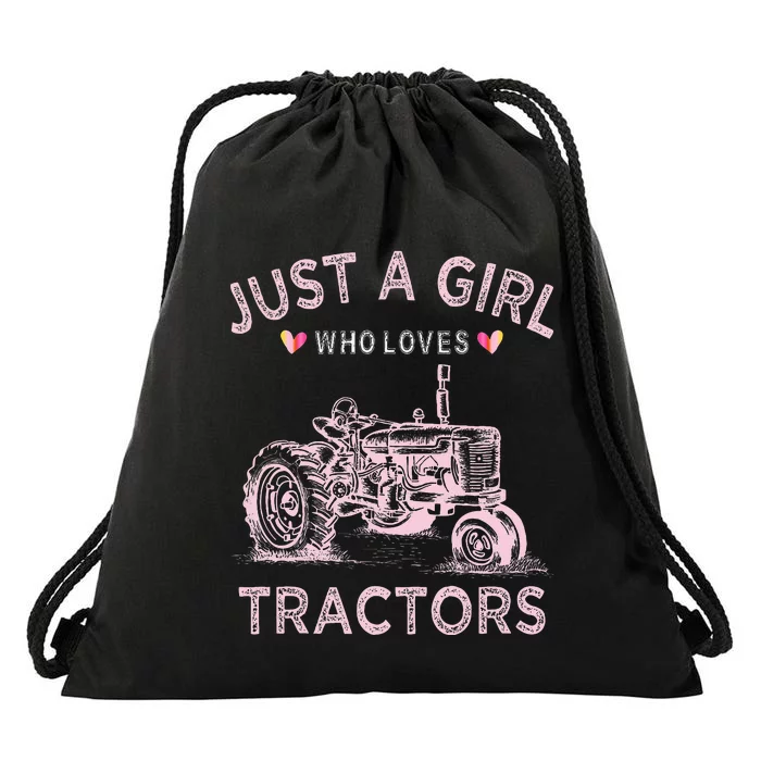 Funny Farmer Tractor Lover Just A Girl Who Loves Tractors Drawstring Bag