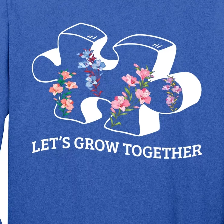 Floral Flowers Together Grow Puzzle Autism Awareness Cool Gift Long Sleeve Shirt