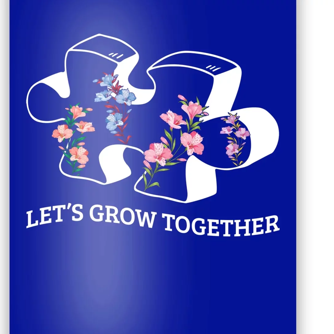 Floral Flowers Together Grow Puzzle Autism Awareness Cool Gift Poster