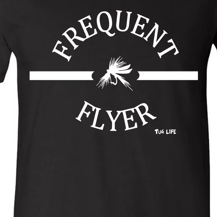 Frequent Flyer Trout Fly Fishing Funny V-Neck T-Shirt