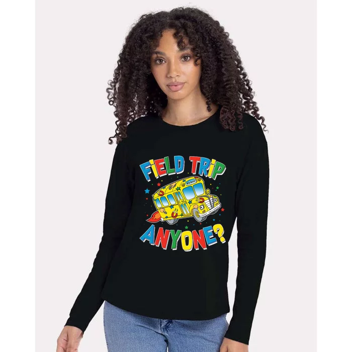 Funny Field Trip Anyone Womens Cotton Relaxed Long Sleeve T-Shirt