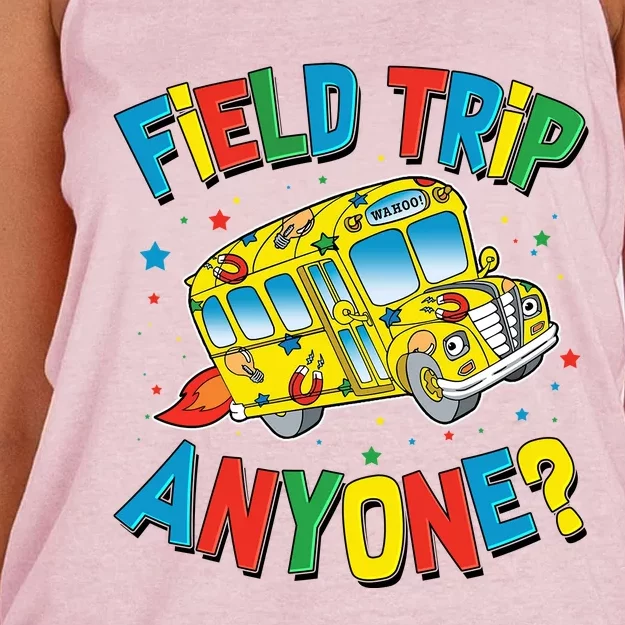 Funny Field Trip Anyone Women's Knotted Racerback Tank