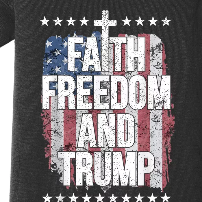 Faith Freedom & Trump Presidential Reelection Patriotic Gift Baby Bodysuit