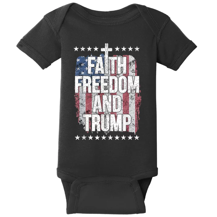 Faith Freedom & Trump Presidential Reelection Patriotic Gift Baby Bodysuit