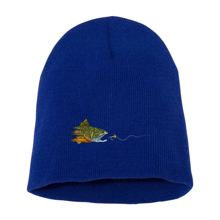 Funny Fly Tying Fisherman Fly Fishing Brook Trout Dry Gift Short Acrylic Beanie