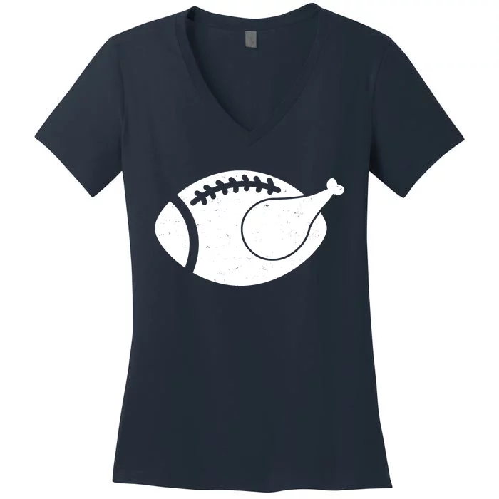 Funny Football Turkey Thanksgiving Sports Fan Women's V-Neck T-Shirt